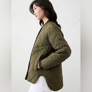 Banana Republic Nylon Quilted Jacket Water Resistant Snap Zip Bomber Green Small